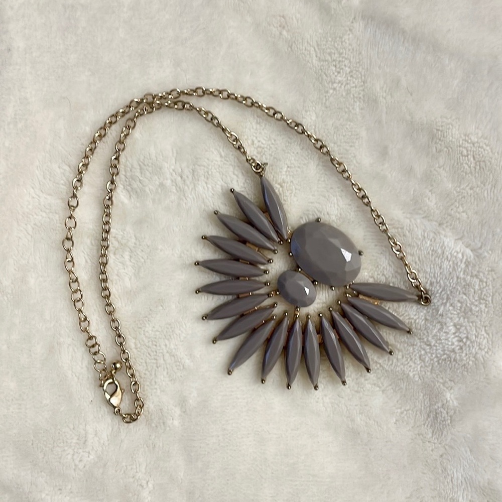 Large Grey Purple Pendant Necklace